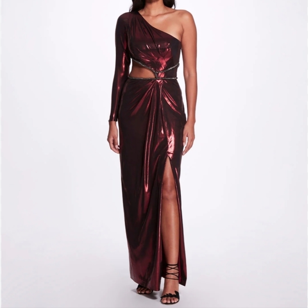 NWT | Marchesa Notte Liquid Red Studded Designer Gown